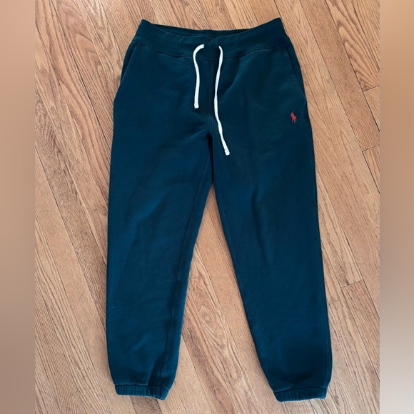 POLO RALPH LAUREN RL Athletic Fleece Sweatpants/Joggers Green Orange Pony - Picture 1 of 12